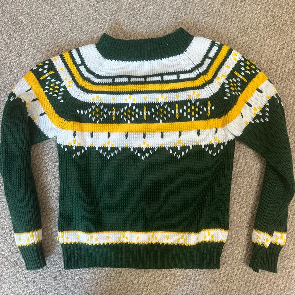 Vintage JCPenney acrylic green white and yellow sweater size 8